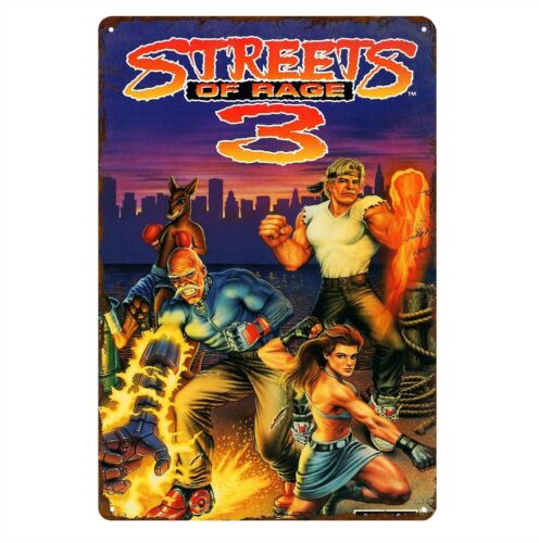 Retro Gaming Video - Y1,Streets Of 3, affiche métallique pour