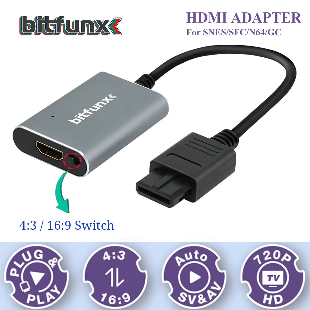 Retro Gaming Video - Bitfunx – adaptateur vidéo 720P Svideo/AV