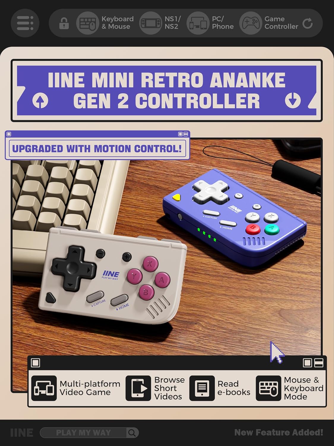 Retro Gaming Keychain - Mini manette de jeu rétro, manette