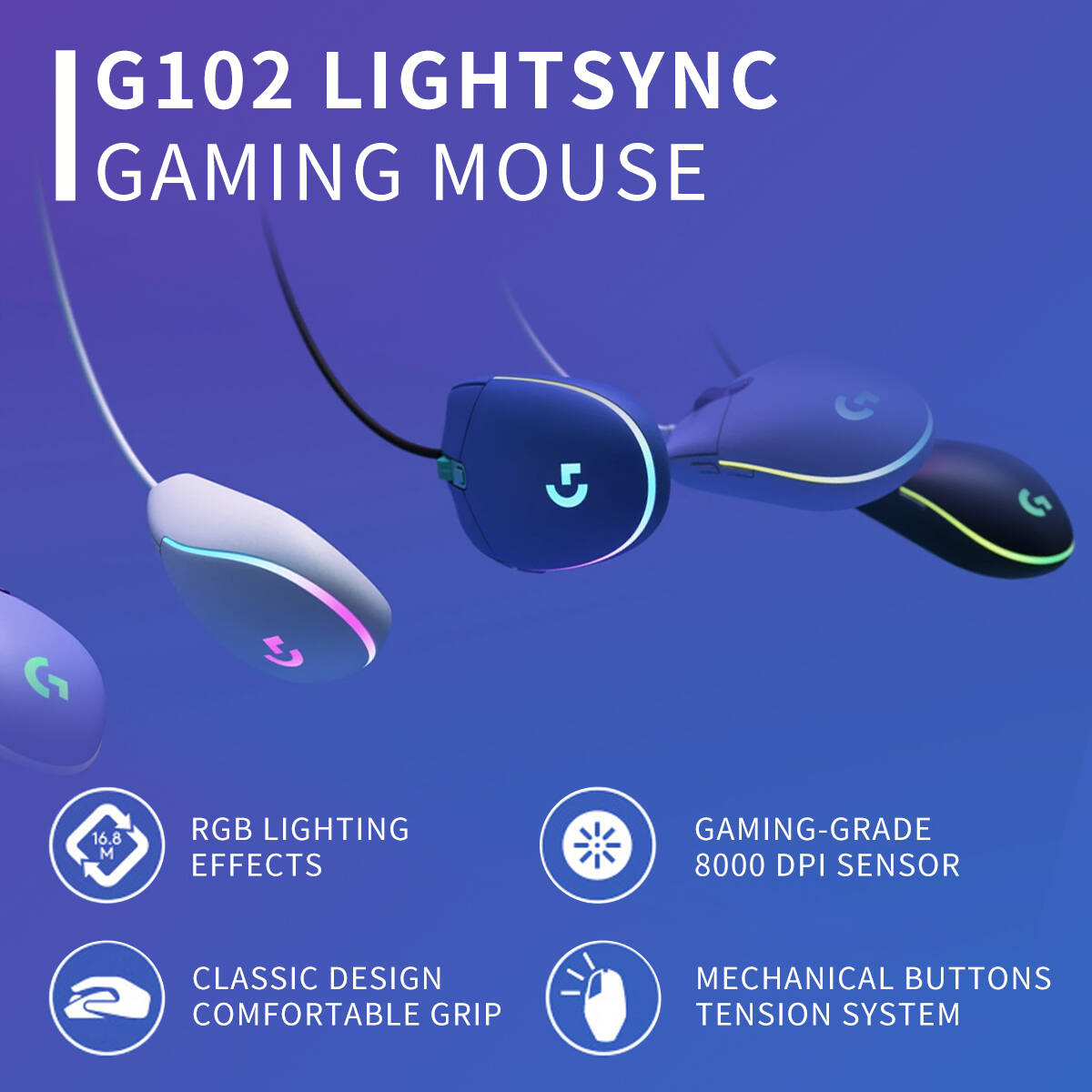 Souris Logitech G203 G102, for - Logitech Mouse G203 avis et prix