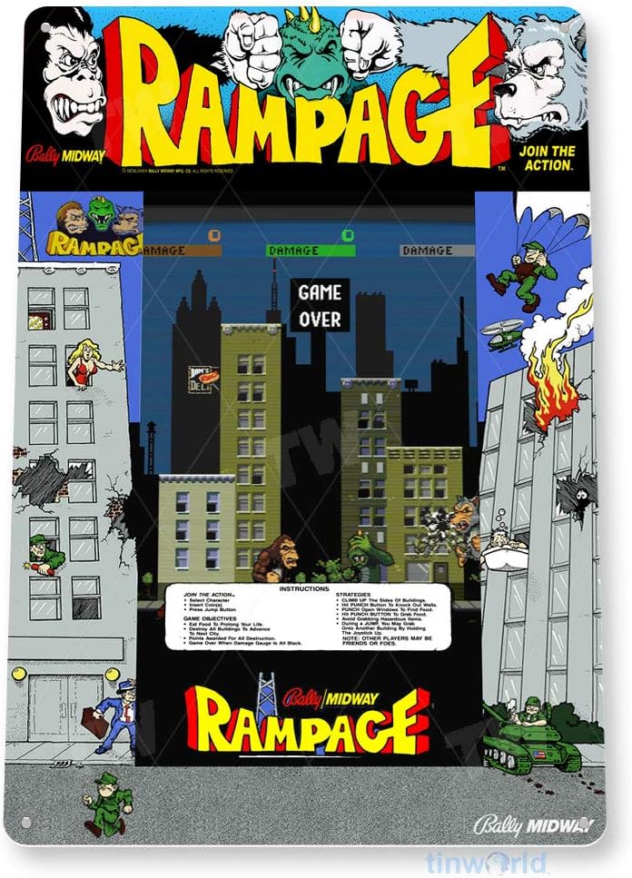 Panneau en étain Rampage Arcad - Retro Gaming Shops avis et prix